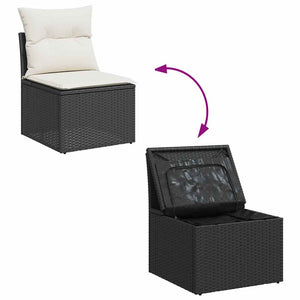 9-teilige Garten Sofagarnitur Schwarz Poly Rattan