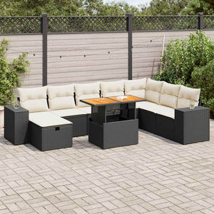9-teilige Garten Sofagarnitur Schwarz Poly Rattan