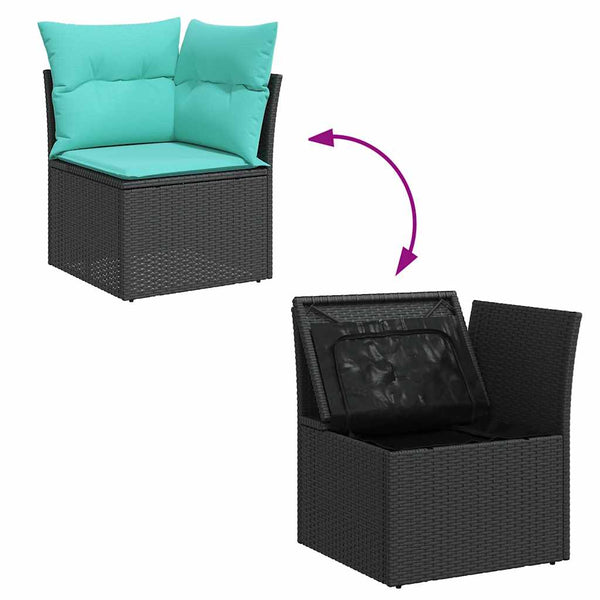 9-teilige Garten Sofagarnitur Schwarz Poly Rattan