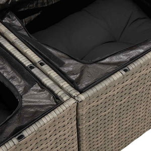 9-teilige Garten Sofagarnitur Grau Poly Rattan