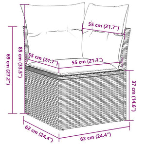 9-teilige Garten Sofagarnitur Grau Poly Rattan