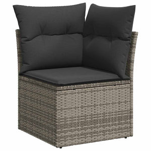 9-teilige Garten Sofagarnitur Grau Poly Rattan