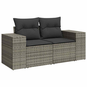 9-teilige Garten Sofagarnitur Grau Poly Rattan