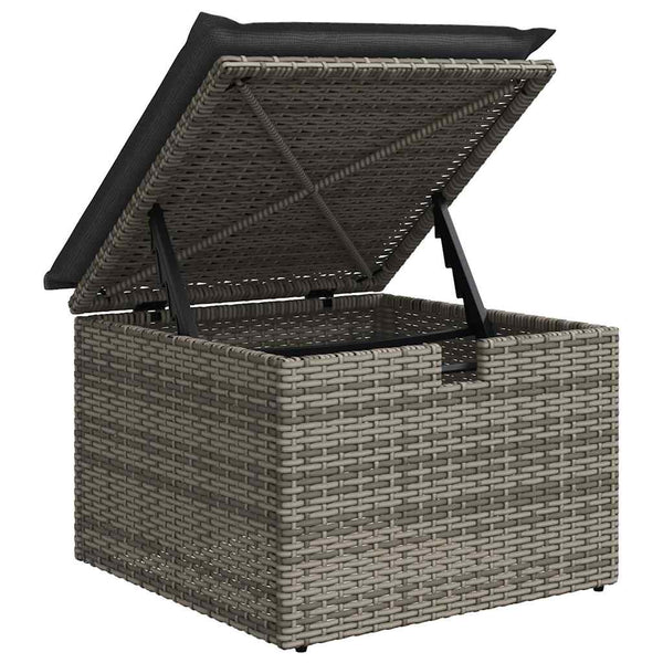 9-teilige Garten Sofagarnitur Grau Poly Rattan