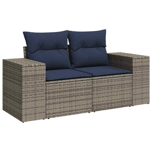 9-teilige Garten Sofagarnitur Grau Poly Rattan