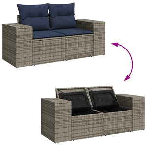 9-teilige Garten Sofagarnitur Grau Poly Rattan