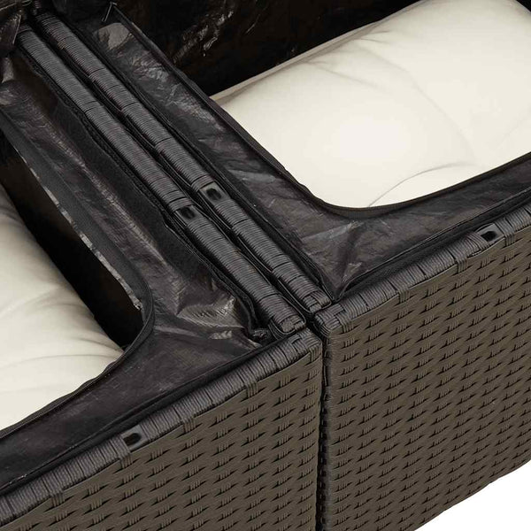 vidaXL Salon de jardin 6 pcs avec coussins Noir Résine tressée