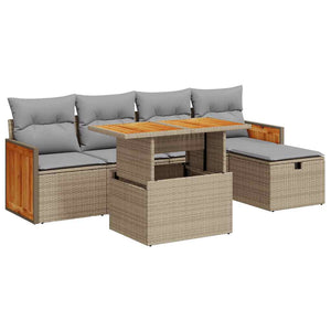 vidaXL Salon de jardin 6 pcs avec coussins beige résine tressée