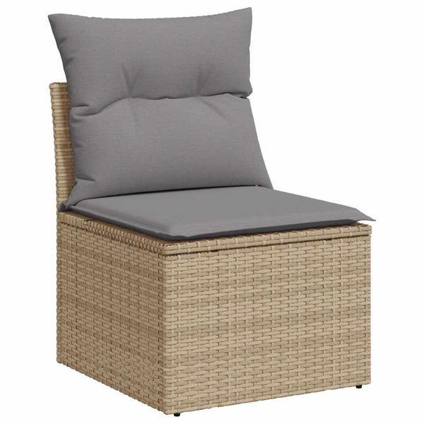 vidaXL Salon de jardin 6 pcs avec coussins beige résine tressée