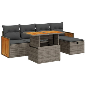 vidaXL Salon de jardin 6 pcs avec coussins Gris Résine tressée