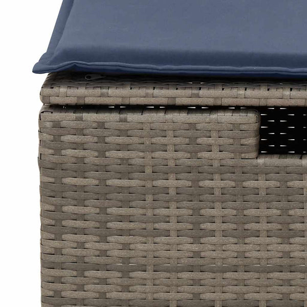 6-tlg. Garten Sofagarnitur Grau Poly Rattan Akazie