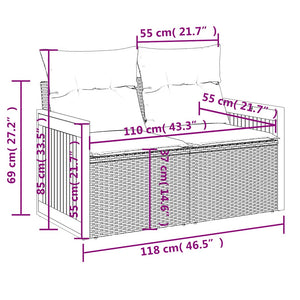 6-tlg. Garten Sofagarnitur Grau Poly Rattan Akazie