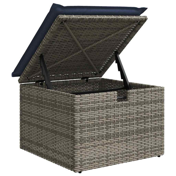 6-tlg. Garten Sofagarnitur Grau Poly Rattan Akazie