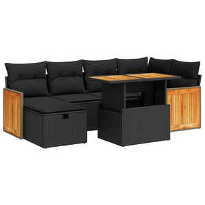 8-teilige Garten Sofagarnitur Schwarz Poly Rattan