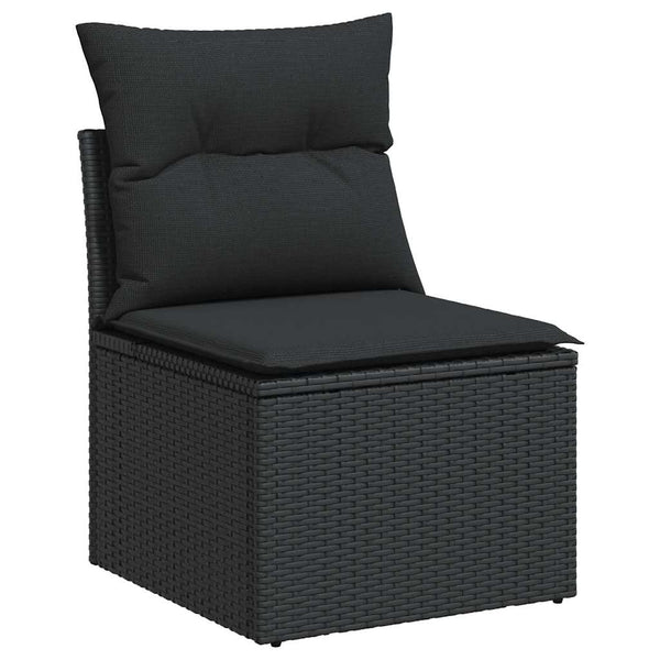 8-teilige Garten Sofagarnitur Schwarz Poly Rattan
