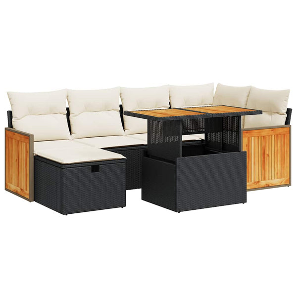 8-teilige Garten Sofagarnitur Schwarz Poly Rattan