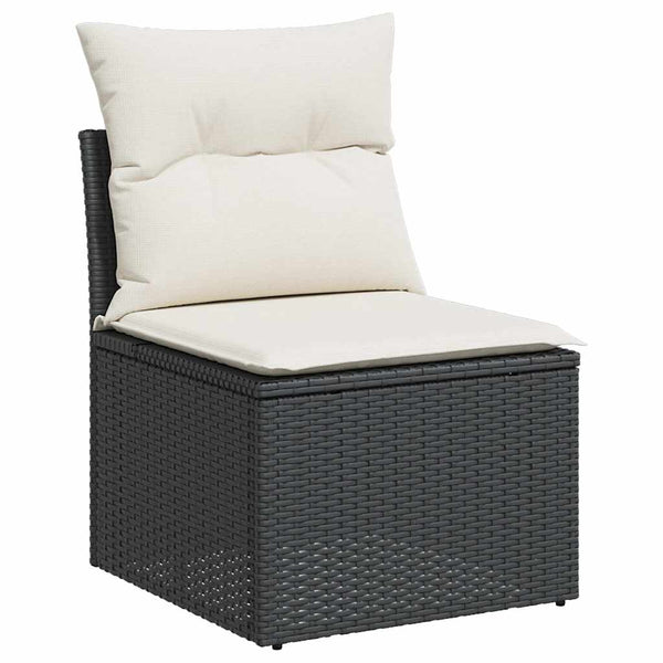8-teilige Garten Sofagarnitur Schwarz Poly Rattan