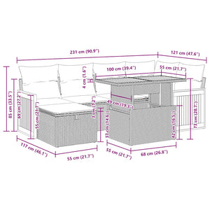 8-teilige Garten Sofagarnitur Schwarz Poly Rattan