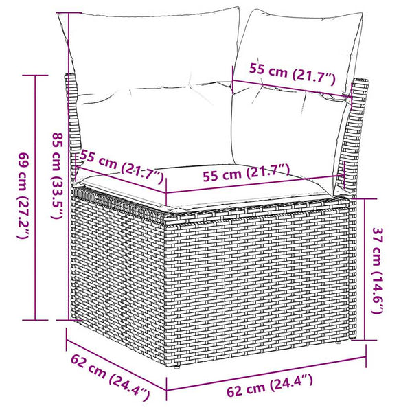 8-teilige Garten Sofagarnitur Schwarz Poly Rattan