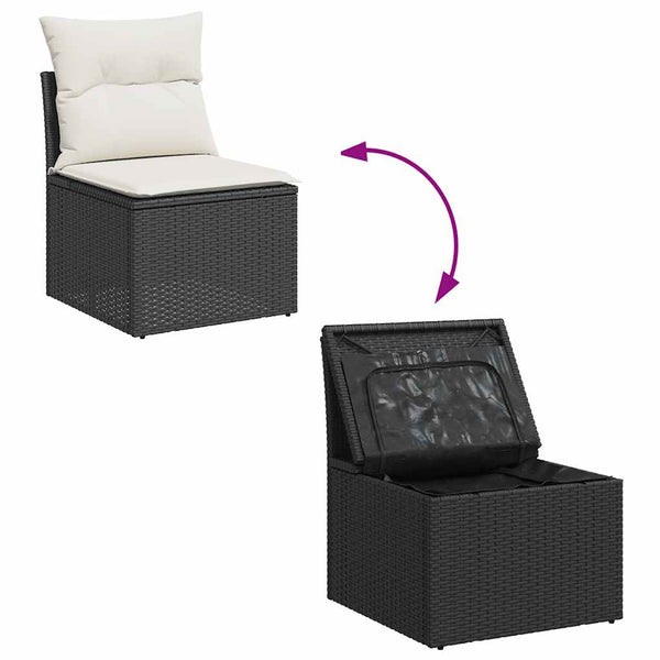 8-teilige Garten Sofagarnitur Schwarz Poly Rattan