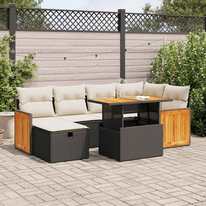 8-teilige Garten Sofagarnitur Schwarz Poly Rattan
