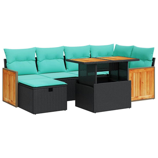 7-teilige Garten Sofagarnitur Braun Poly Rattan