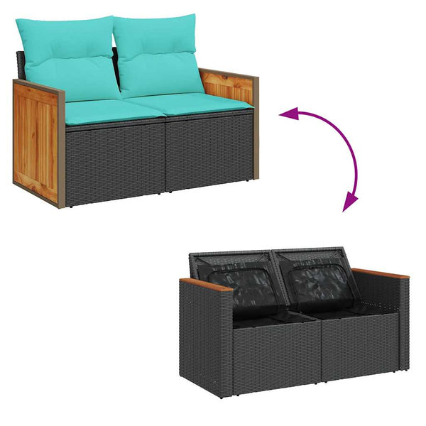 7-teilige Garten Sofagarnitur Braun Poly Rattan