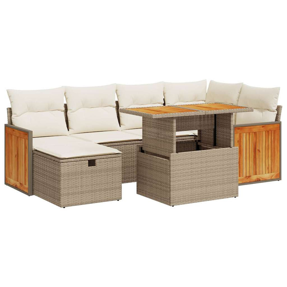 vidaXL Canapé d'angle de jardin 8 pcs avec coussins Résine tressée Beige