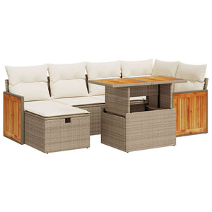 8-teilige Garten Sofagarnitur Beige Poly Rattan