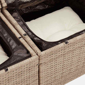 8-teilige Garten Sofagarnitur Beige Poly Rattan
