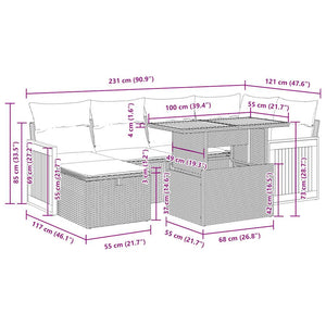 8-teilige Garten Sofagarnitur Beige Poly Rattan