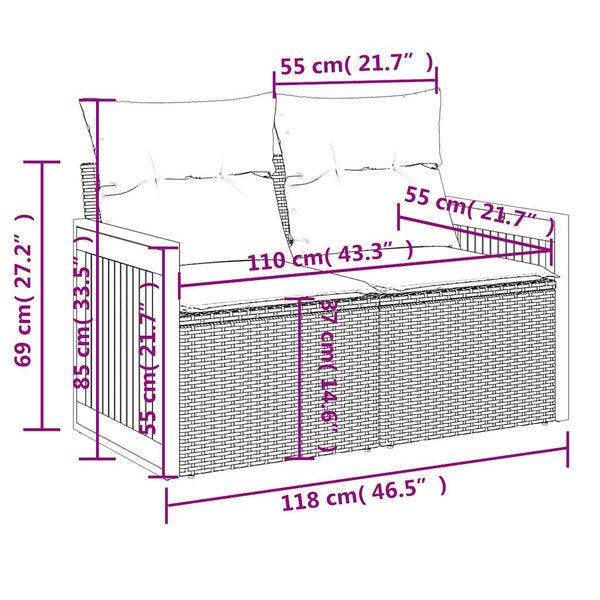 8-teilige Garten Sofagarnitur Beige Poly Rattan