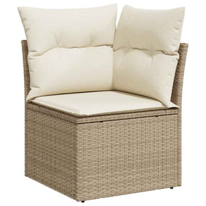 8-teilige Garten Sofagarnitur Beige Poly Rattan