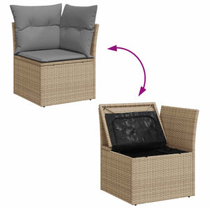 8-teilige Garten Sofagarnitur Beige Poly Rattan