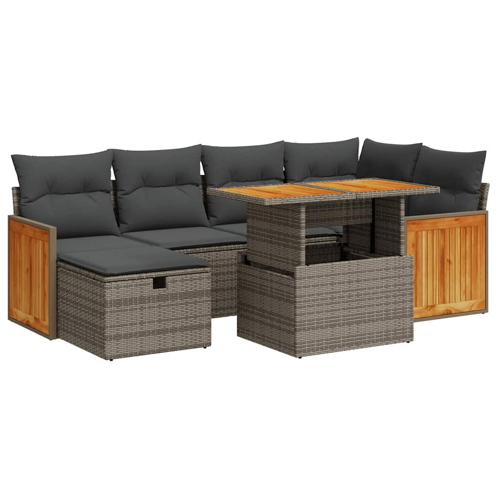 8-tlg. Garten Sofagarnitur Grau Poly Rattan