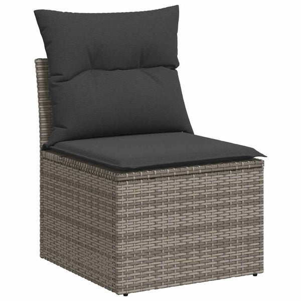 vidaXL Salon de jardin 8 pcs avec coussins Gris Résine tressée