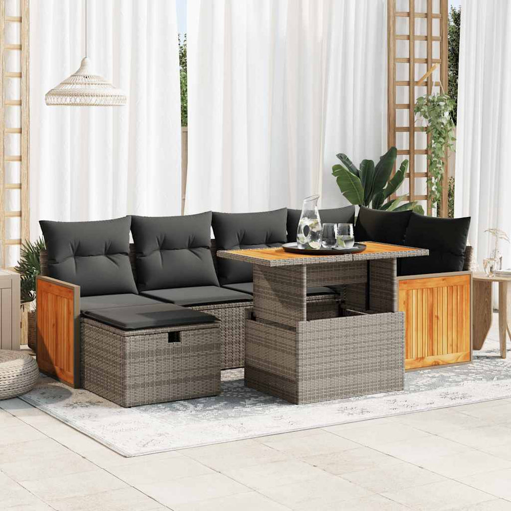 8-tlg. Garten Sofagarnitur Grau Poly Rattan