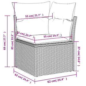vidaXL Ensemble de canapés de jardin 7 pcs avec coussins Gris Résine tressée