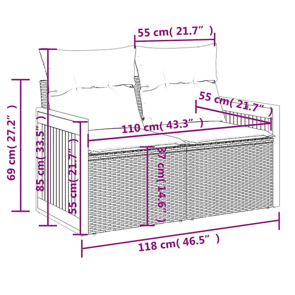 vidaXL Ensemble de canapés de jardin 7 pcs avec coussins Gris Résine tressée