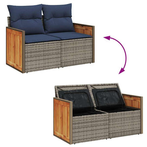 vidaXL Ensemble de canapés de jardin 7 pcs avec coussins Gris Résine tressée