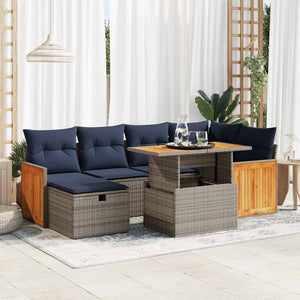 vidaXL Ensemble de canapés de jardin 7 pcs avec coussins Gris Résine tressée