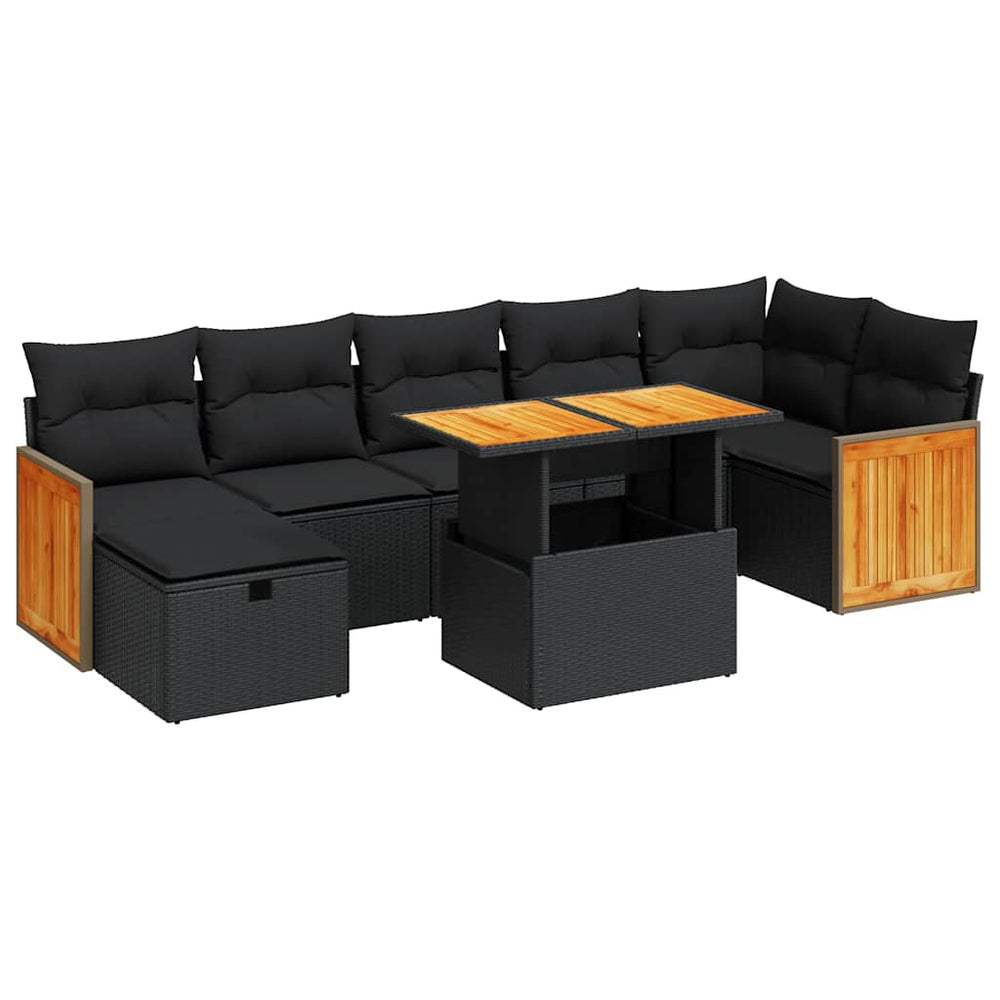 vidaXL Salon de jardin 5 pcs avec coussins Noir Résine tressée