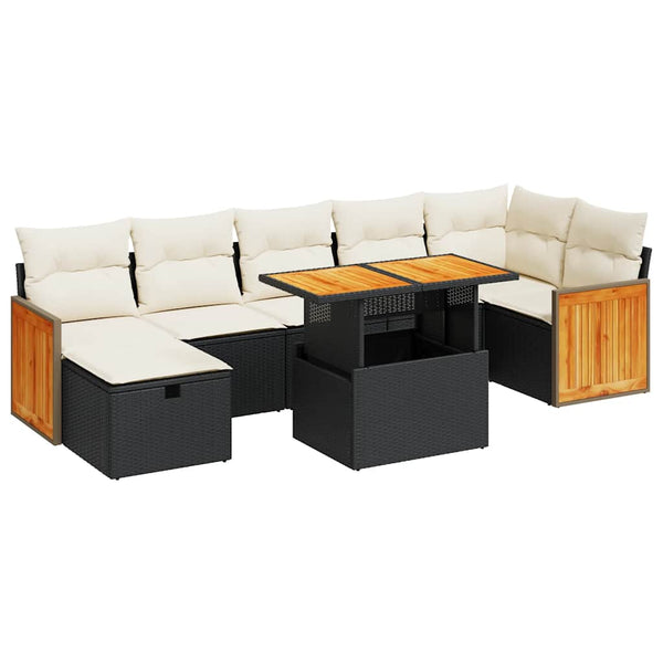5-tlg. Garten-Sofagarnitur Schwarz Poly Rattan