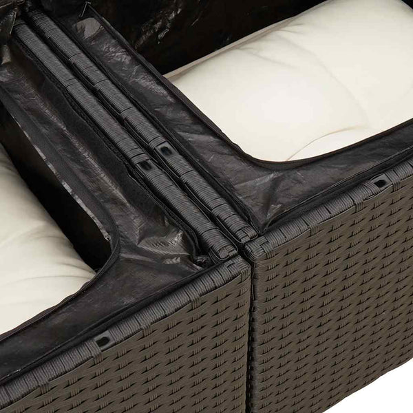 5-tlg. Garten-Sofagarnitur Schwarz Poly Rattan