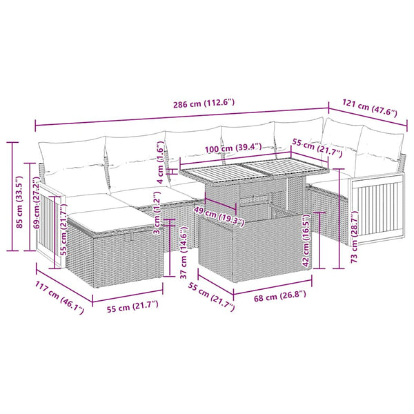 5-tlg. Garten-Sofagarnitur Schwarz Poly Rattan