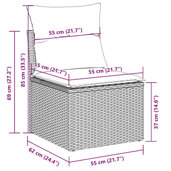5-tlg. Garten-Sofagarnitur Schwarz Poly Rattan