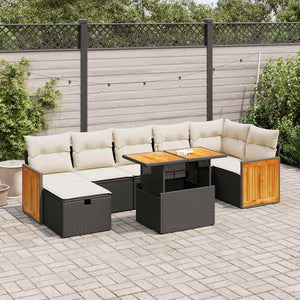 5-tlg. Garten-Sofagarnitur Schwarz Poly Rattan