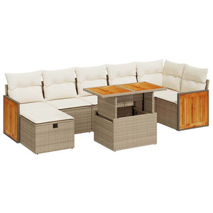 5-tlg. Beige Garten Sofagarnitur mit Kissen