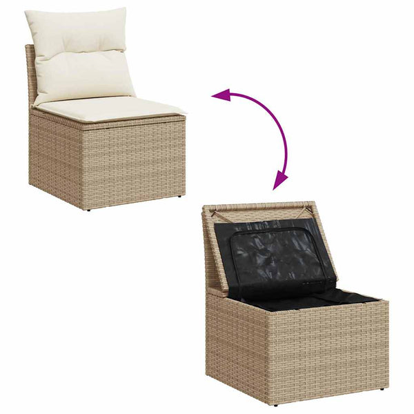 5-tlg. Beige Garten Sofagarnitur mit Kissen