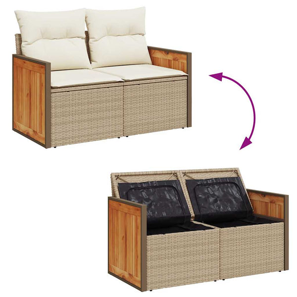 5-tlg. Beige Garten Sofagarnitur mit Kissen